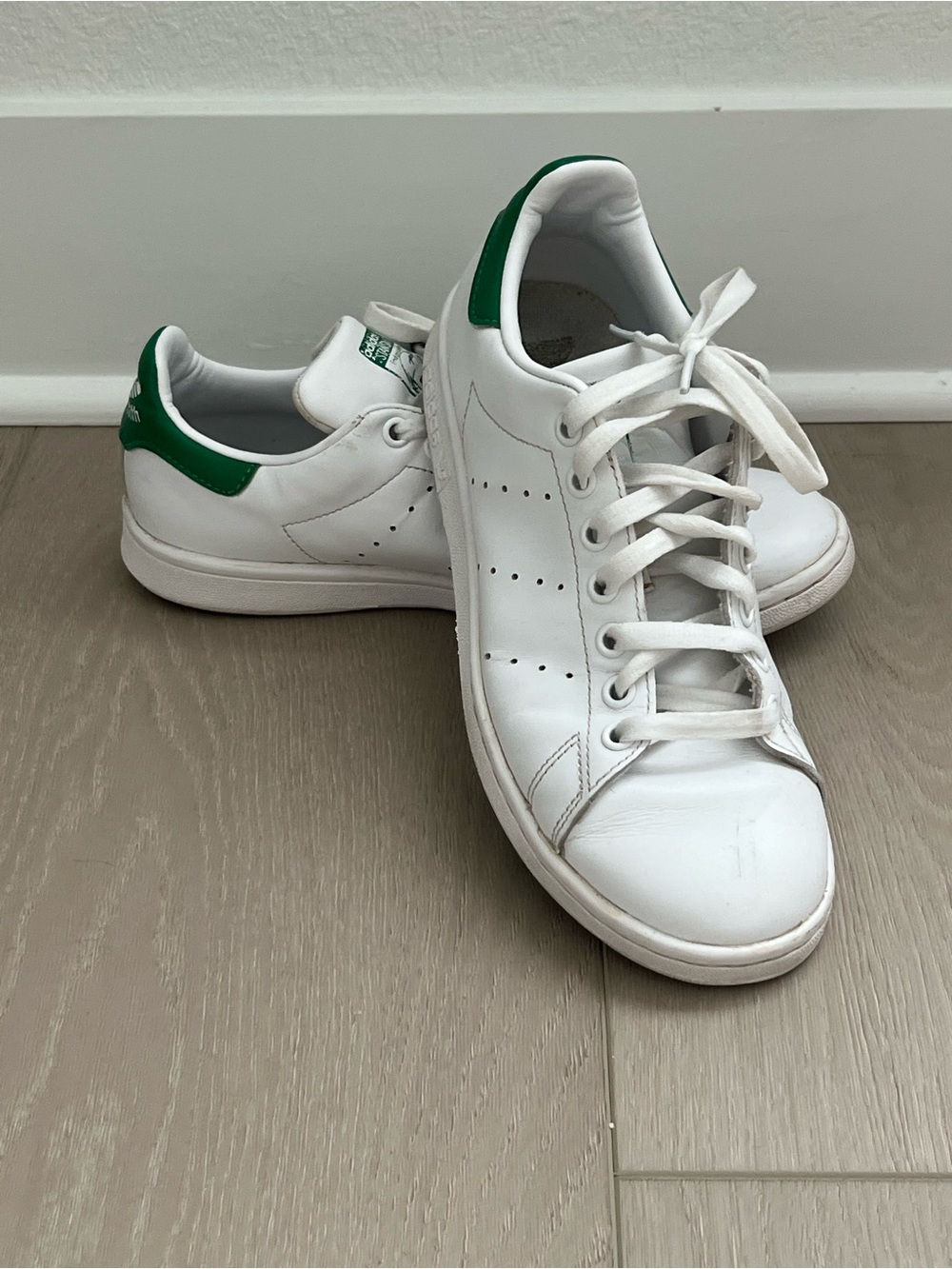 Adidas Stan Smith White Green Leather Sneakers Women’s 7.5
